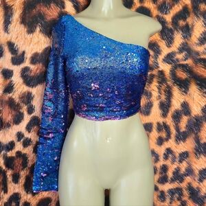 Cool Vibes Reversible Mermaid Sequin Assymetrical Top